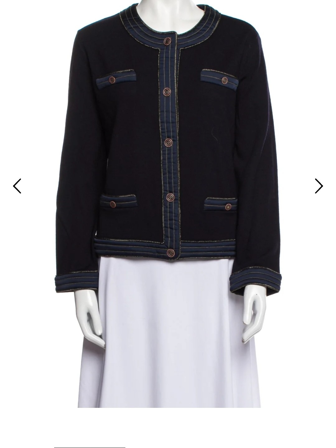 Tory Burch Merino Wool Jacket Burgundy Trim/Button Details